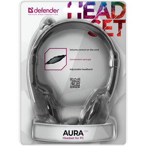 Гарнитура Defender Aura 104 черный, кабель 1,8 м (63104)