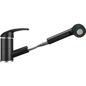 Смеситель для кухни Ulgran U-002 с выдвижным изливом, ультра-черный (U-002-344)