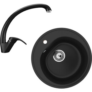 Кухонная мойка и смеситель Ulgran U-101-344, U-007-344 ультра-черный