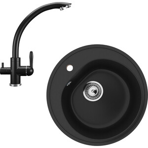 Кухонная мойка и смеситель Ulgran U-101-344, U-017-344 ультра-черный