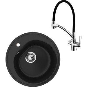 Кухонная мойка и смеситель Ulgran U-101-344 ультра-черный, Lemark Comfort LM3070C
