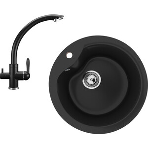 Кухонная мойка и смеситель Ulgran U-102-344, U-017-344 ультра-черный