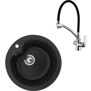 Кухонная мойка и смеситель Ulgran U-102-344 ультра-черный, Lemark Comfort LM3070C