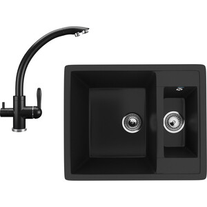 Кухонная мойка и смеситель Ulgran U-106-344, U-017-344 ультра-черный