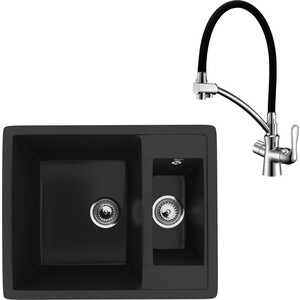 Кухонная мойка и смеситель Ulgran U-106-344 ультра-черный, Lemark Comfort LM3070C
