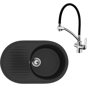 Кухонная мойка и смеситель Ulgran U-107-344 ультра-черный, Lemark Comfort LM3070C