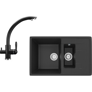 Кухонная мойка и смеситель Ulgran U-205-344, U-017-344 ультра-черный