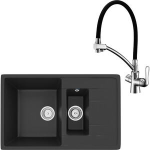 Кухонная мойка и смеситель Ulgran U-205-344 ультра-черный, Lemark Comfort LM3070C