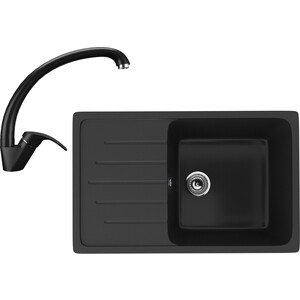Кухонная мойка и смеситель Ulgran U-400-344, U-007-344 ультра-черный