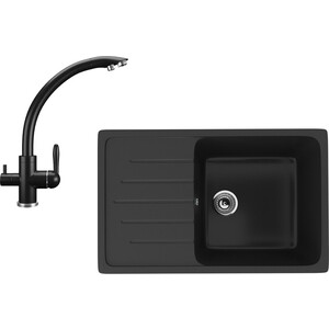 Кухонная мойка и смеситель Ulgran U-400-344, U-017-344 ультра-черный
