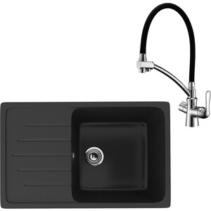 Кухонная мойка и смеситель Ulgran U-400-344 ультра-черный, Lemark Comfort LM3070C