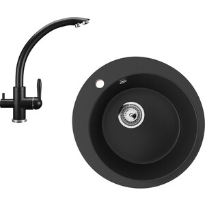 Кухонная мойка и смеситель Ulgran U-405-344, U-017-344 ультра-черный