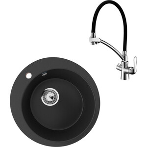 Кухонная мойка и смеситель Ulgran U-405-344 ультра-черный, Lemark Comfort LM3070C