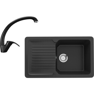Кухонная мойка и смеситель Ulgran U-506-344, U-007-344 ультра-черный