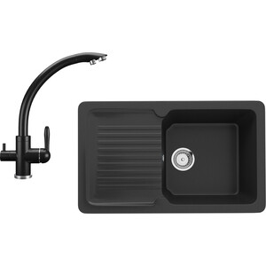 Кухонная мойка и смеситель Ulgran U-506-344, U-017-344 ультра-черный