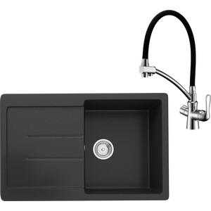 Кухонная мойка и смеситель Ulgran U-507-344 ультра-черный, Lemark Comfort LM3070C