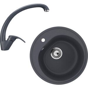 Кухонная мойка и смеситель Ulgran U-101-343, U-007-343 антрацит