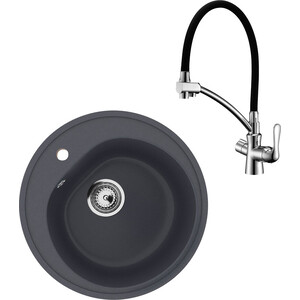 Кухонная мойка и смеситель Ulgran U-101-343 антрацит, Lemark Comfort LM3070C