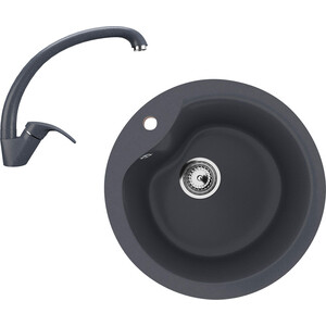 Кухонная мойка и смеситель Ulgran U-102-343, U-007-343 антрацит