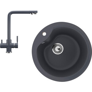 Кухонная мойка и смеситель Ulgran U-102-343, U-016-343 антрацит