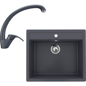 Кухонная мойка и смеситель Ulgran U-104-343, U-007-343 антрацит