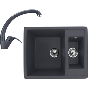 Кухонная мойка и смеситель Ulgran U-106-343, U-007-343 антрацит