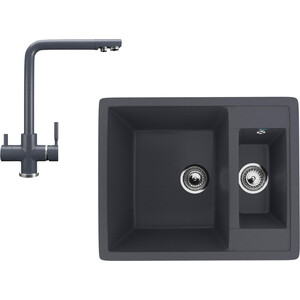 Кухонная мойка и смеситель Ulgran U-106-343, U-016-343 антрацит