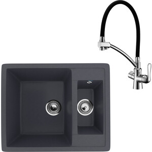 Кухонная мойка и смеситель Ulgran U-106-343 антрацит, Lemark Comfort LM3070C