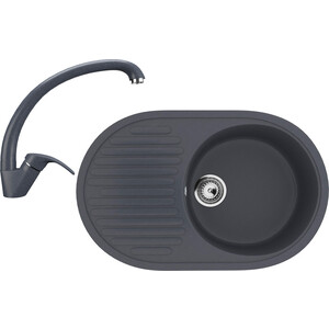 Кухонная мойка и смеситель Ulgran U-107-343, U-007-343 антрацит