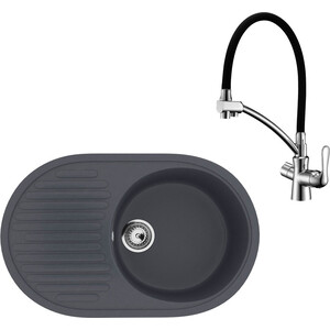 Кухонная мойка и смеситель Ulgran U-107-343 антрацит, Lemark Comfort LM3070C