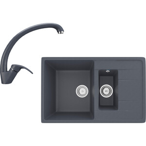 Кухонная мойка и смеситель Ulgran U-205-343, U-007-343 антрацит