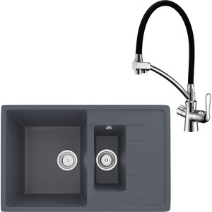 Кухонная мойка и смеситель Ulgran U-205-343 антрацит, Lemark Comfort LM3070C