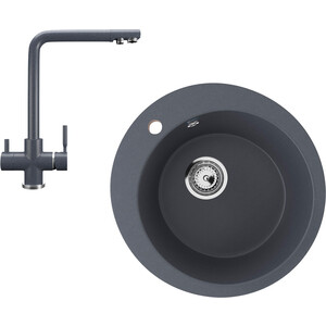 Кухонная мойка и смеситель Ulgran U-405-343, U-016-343 антрацит