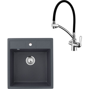 Кухонная мойка и смеситель Ulgran U-406-343 антрацит, Lemark Comfort LM3070C