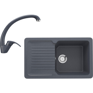 Кухонная мойка и смеситель Ulgran U-506-343, U-007-343 антрацит