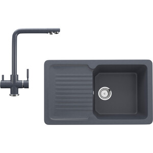 Кухонная мойка и смеситель Ulgran U-506-343, U-016-343 антрацит