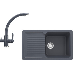 Кухонная мойка и смеситель Ulgran U-506-343, U-017-343 антрацит