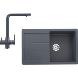 Кухонная мойка и смеситель Ulgran U-507-343, U-016-343 антрацит