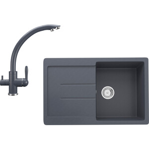 Кухонная мойка и смеситель Ulgran U-507-343, U-017-343 антрацит