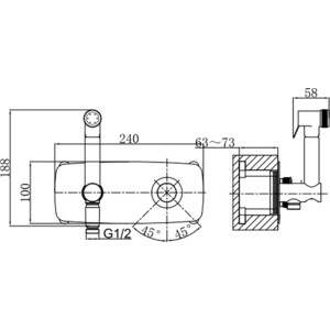Смеситель для душа D&K Bayern.Alfeld с гигиенической лейкой, хром (DA1484501)