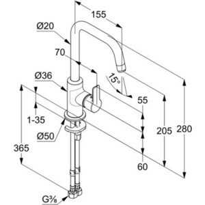 Смеситель для раковины Kludi Pure&Easy высокий (370240565)