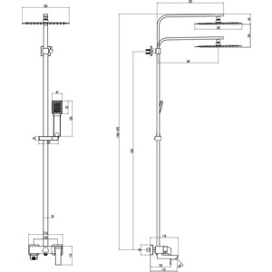 Душевая система Lemark Unit с верхним душем и изливом, хром (LM4562C)