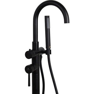 Смеситель для ванны Kaiser Merkur напольный, с ручным душем, черный (26282-2)