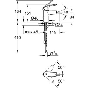 Смеситель для биде Grohe Eurosmart с цепочкой, хром (32927003)