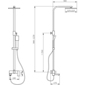 Душевая система Abber Daheim с изливом, золото матовое (AF8216G)
