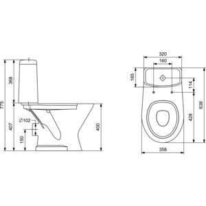 Унитаз-компакт Santeri Грация с сиденьем (1.P210.3.S0000B.F)