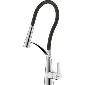 Смеситель для кухни Bravat с гибким изливом, хром/черный (F7420453CP)