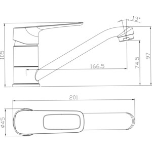 Смеситель для раковины Rossinka с поворотным изливом, хром (RS46-22)
