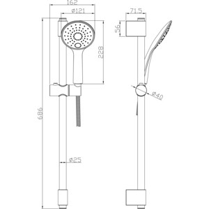 Душевой гарнитур Rossinka хром (AC-26)