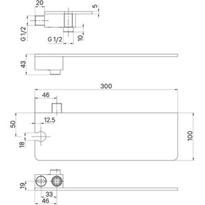 Подключение для шланга IDDIS Slide с держателем и полкой, матовый черный (SLIAB00i62)